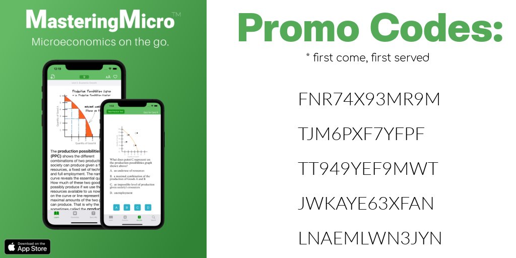 LearnEd_Apps's tweet photo. Hey #Econ #Teachers! Happy getting-ready-for-the-new-school-year! Here's a free Microeconomics app for you! Just enter one these promo codes on the App Store. (First come, first served.) #teachersoftwitter #economics #EconTwitter #freestuff #learning https://t.co/0Qd5hGVs16