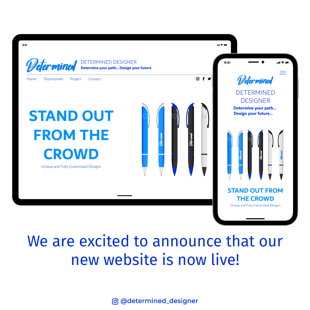 DTM_Designer's tweet image. Determined Designer&apos;s Website is now live!

We hope you find it as a user-friendly browsing experience.

Click here to view the website: determined-designer.com

#determined_designer #design #designer #websitedesign #websitelaunch #experience #branding #dtm_designer