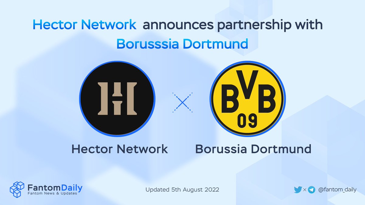 TONDailyTK's tweet photo. BREAKING: @Hector_Network announces partnership with @BVB 

@BlackYellow is one of the biggest football club in the world ⚽️

#HectorNetwork will officially accompany with #BorussiaDortmund in this season🔥

Congratulation Hector for this milestone 🏅

#BVB #Fantom #FTM $FTM $HEC https://t.co/WnsZQmYX7s