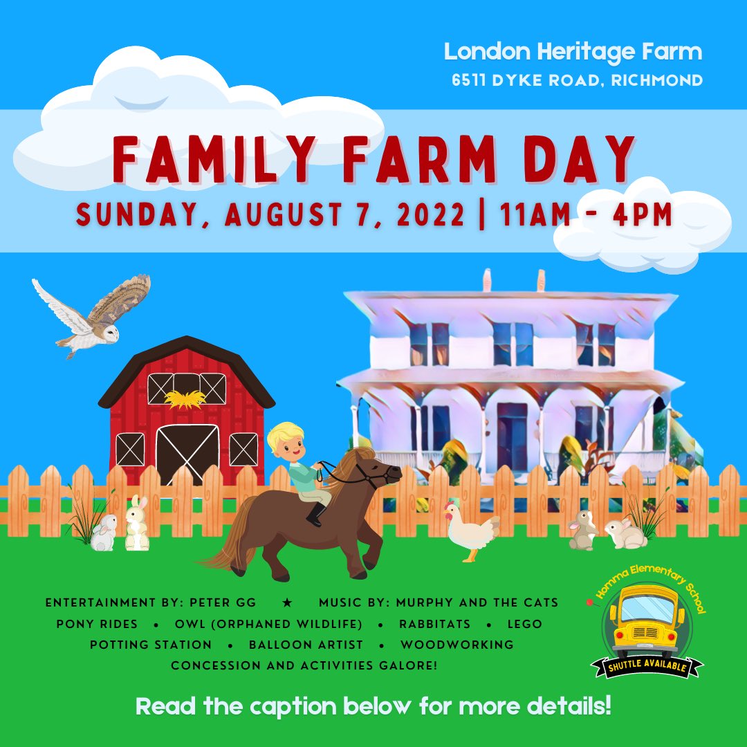 StevestonMuseum's tweet photo. Happening this weekend in #Steveston - 
Sat 8/6🚶🏽‍♂️Steveston Alive! Walking Tour Vignettes (1 &amp; 3 pm) 
Sun 8/7 🐰 London Farm Family Farm Day (11 am-4pm); 🍒Steveston Farmers &amp; Artisans Market(10:30-3:30 pm); 🕰Vintage Fair (10 am-3 pm)
And Voyage of the Gikumi 8/5-7⚓️ https://t.co/QBYeZNaXUa