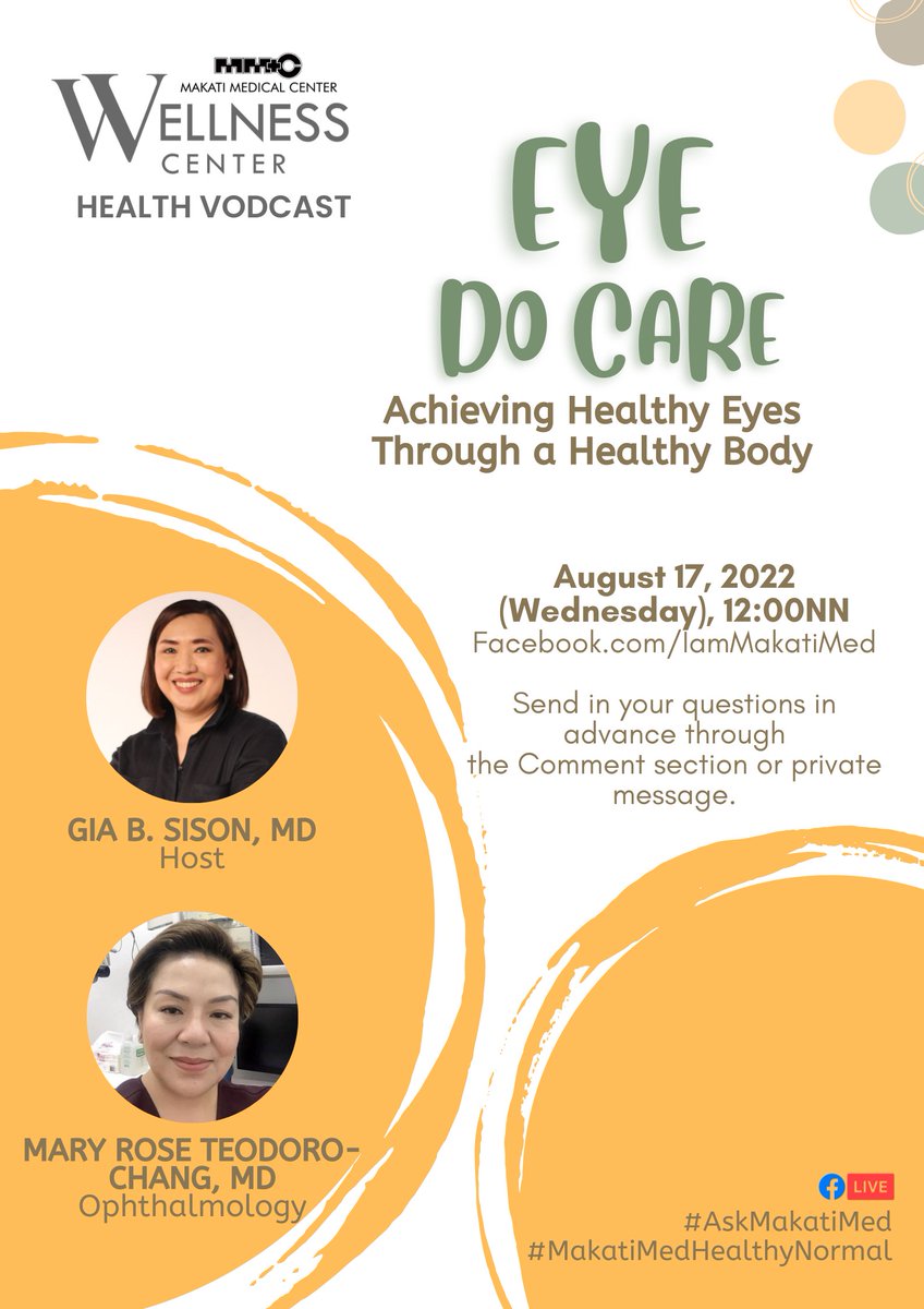 IamMakatiMed's tweet photo. Vision loss is not just caused by age or genetics. In our next vodcast, we will share a holistic way of taking care of our eye health.
#MakatiMedHealthyNormal #MakatiMedHealthVodcast #SightSavingMonth #Ophthalmology #EyeCare https://t.co/gnQP730Znk
