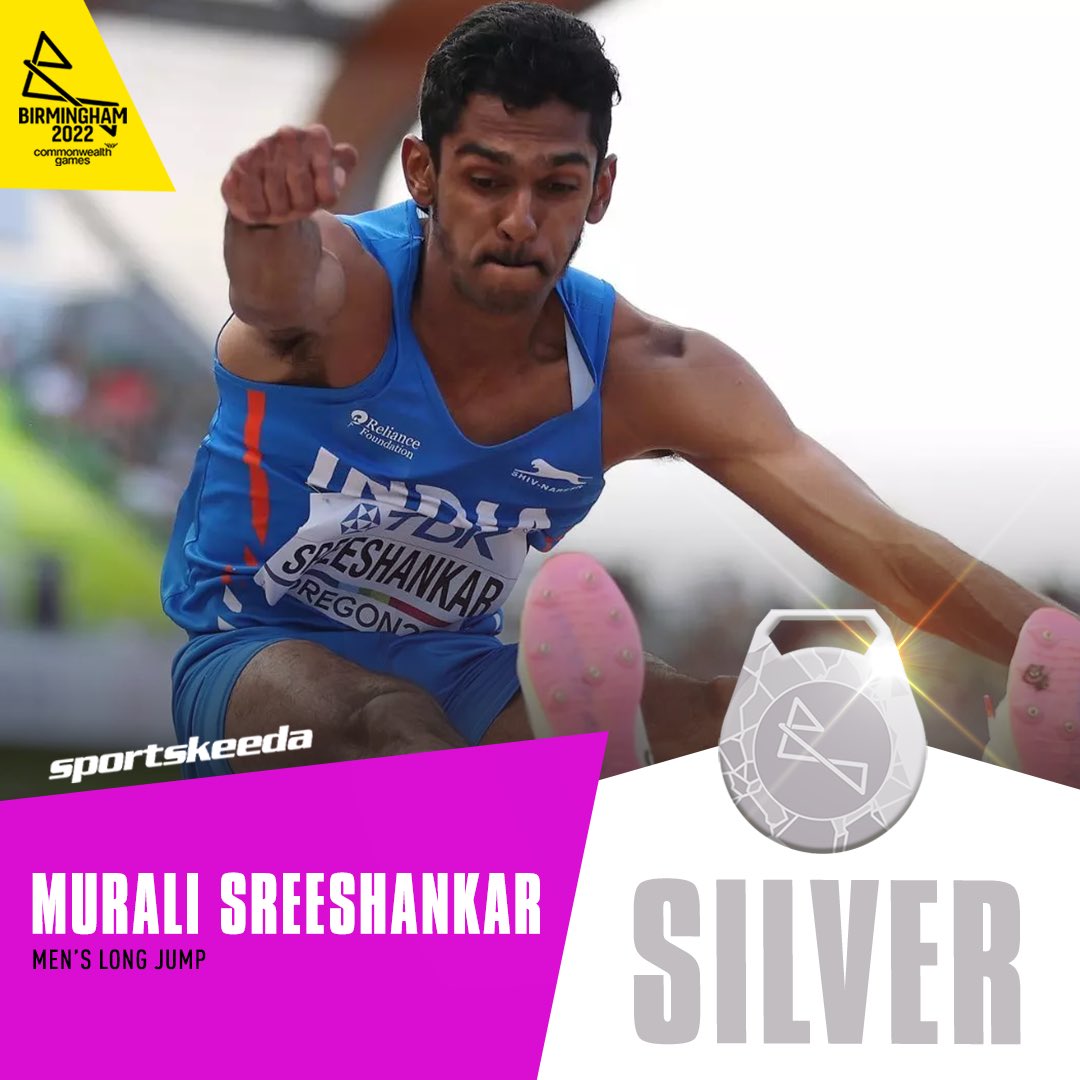 Congratulations to #MuraliSreeshankar for winning #India a silver at #CWG22 in Men’s Long Jump. 

The whole country is celebrating this victory with great pride.

#CWG2022 #CommonwealthGames #CommonwealthGames22 #CWG2022India #CWGindia2022 #Birmingham2022 #India