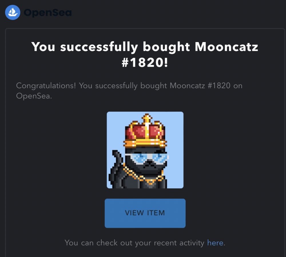 0xA278's tweet image. My first @MooncatzNFT… I wish there was a zombie cat but hey now im a King 👑 #mooncatznft #mooncatz #theTakeOver #nft #NFTCommmunity