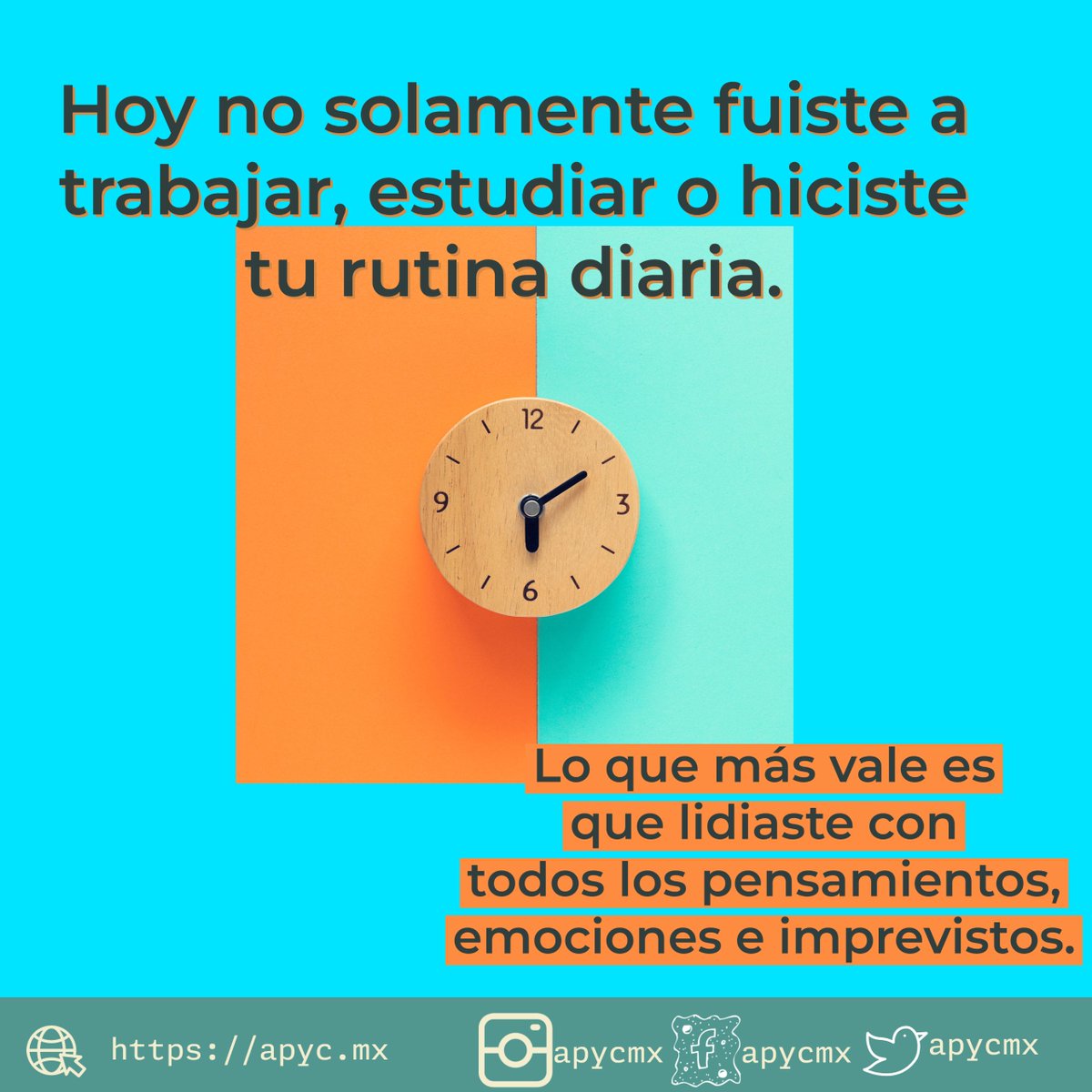 apycmx's tweet photo. Hagamos reflexión. ¿Qué crees que lograste hoy pero que no le habías dado la importancia? A veces escucharnos entre todos nos hace ver cosas nuevas. #reflexion #apycmx https://t.co/v6MTlsV7GA