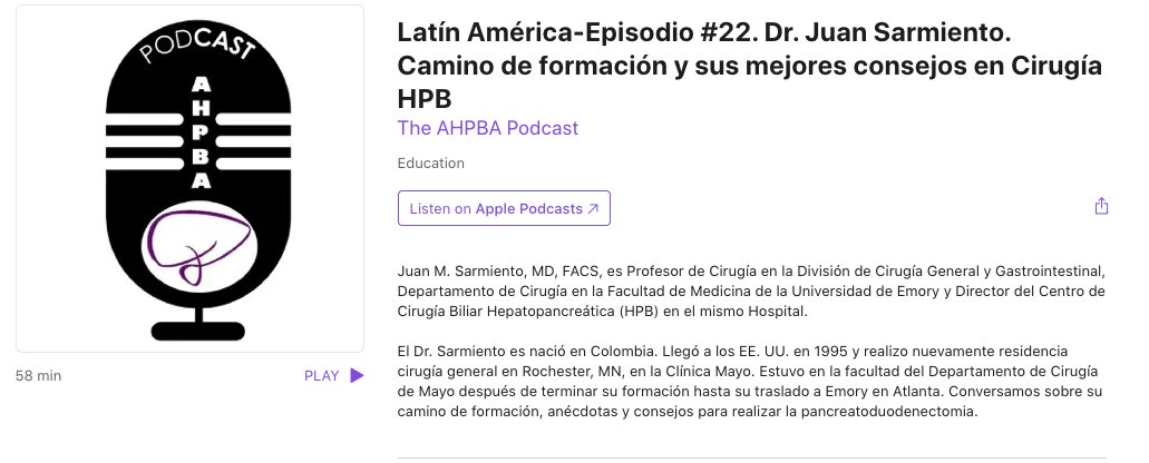 Eduardo A. Vega (@eavegamd) on Twitter photo 🎙️🆕#22 episodio del <a href="/TheAhpbaPodcast/">The AHPBA Podcast</a> Dr Juan Sarmiento 🇨🇴🇺🇸 <a href="/EmoryUniversity/">Emory University</a> formacion . Conversamos sobre su camino de 1⃣formación <a href="/UnivalleCol/">Univ. del Valle</a> <a href="/MayoClinic/">Mayo Clinic</a> , 2⃣anécdotas y 3⃣consejos para realizar la pancreatoduodenectomia. <a href="/AHPBA/">AHPBA</a> <a href="/IHPBA/">IHPBA</a> <a href="/WinshipAtEmory/">Winship Cancer Institute of Emory University</a> <a href="/timnewhook19/">Timothy Newhook</a> <a href="/vreelant/">Timothy Vreeland, MD</a> 🎙️🆕#22 episodio del <a href="/TheAhpbaPodcast/">The AHPBA Podcast</a> Dr Juan Sarmiento 🇨🇴🇺🇸 <a href="/EmoryUniversity/">Emory University</a> formacion . Conversamos sobre su camino de 1⃣formación <a href="/UnivalleCol/">Univ. del Valle</a> <a href="/MayoClinic/">Mayo Clinic</a> , 2⃣anécdotas y 3⃣consejos para realizar la pancreatoduodenectomia. <a href="/AHPBA/">AHPBA</a> <a href="/IHPBA/">IHPBA</a> <a href="/WinshipAtEmory/">Winship Cancer Institute of Emory University</a> <a href="/timnewhook19/">Timothy Newhook</a> <a href="/vreelant/">Timothy Vreeland, MD</a>