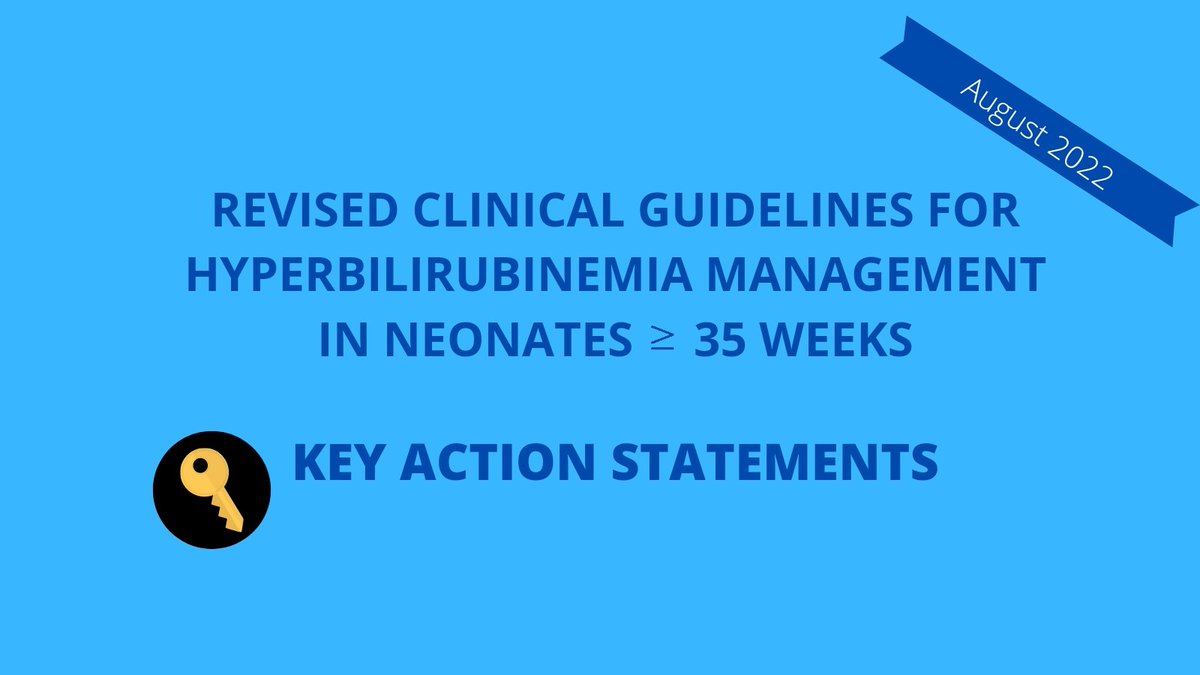 1/7 🧵 🔑 action statements from @aap_peds re: 🟡 in 👶 ⭐️ Revised Hyperbili Management Clinical Guidelines in > 35 wks 👶🏼 publications.aap.org/pediatrics/art… Why❓️ 🔹️New evidence that 🧠 tox is >>i old levels 🔹️new data PT may have rare but serious SE #NewbornPHM #neotwitter