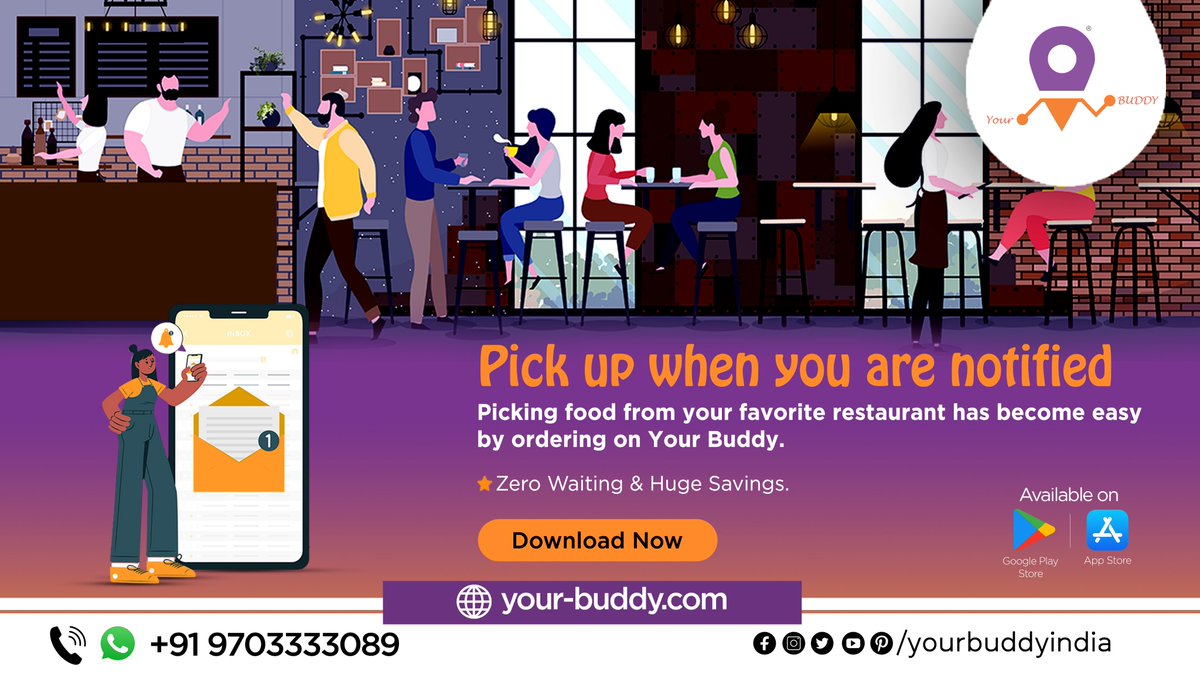 yourbuddyindia's tweet photo. Picking food from your favourite restaurant has become easy by ordering on Your Buddy.  Zero Waiting &amp; Huge Savings.
 
Pick up when you are notified.

#yourbuddy #food #hyderabadfood #foodorderingapp #foodorderapp #orderrestaurant #orderrestaurantapp #takeawayorder #pickuporder https://t.co/rcwwoRvxqH