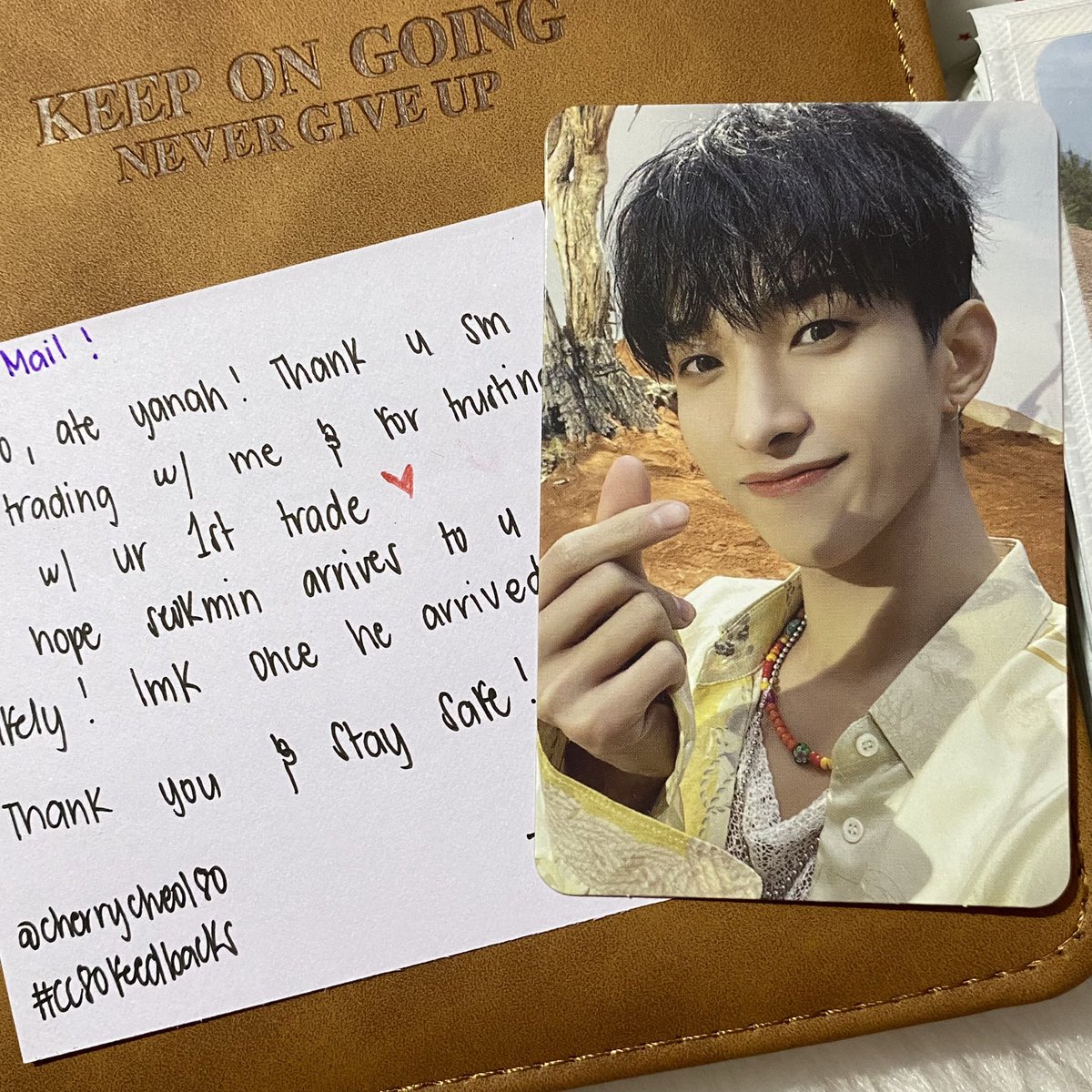 kyeomcarthur's tweet photo. 💎 my first trade!

seokmin ray heart safely arrived ~ thank you so much anne @cherrycheol80 for being patient with me!❤️ we'll both meet seventeen! 

#CC80Feedbacks https://t.co/WXhQstQ12y
