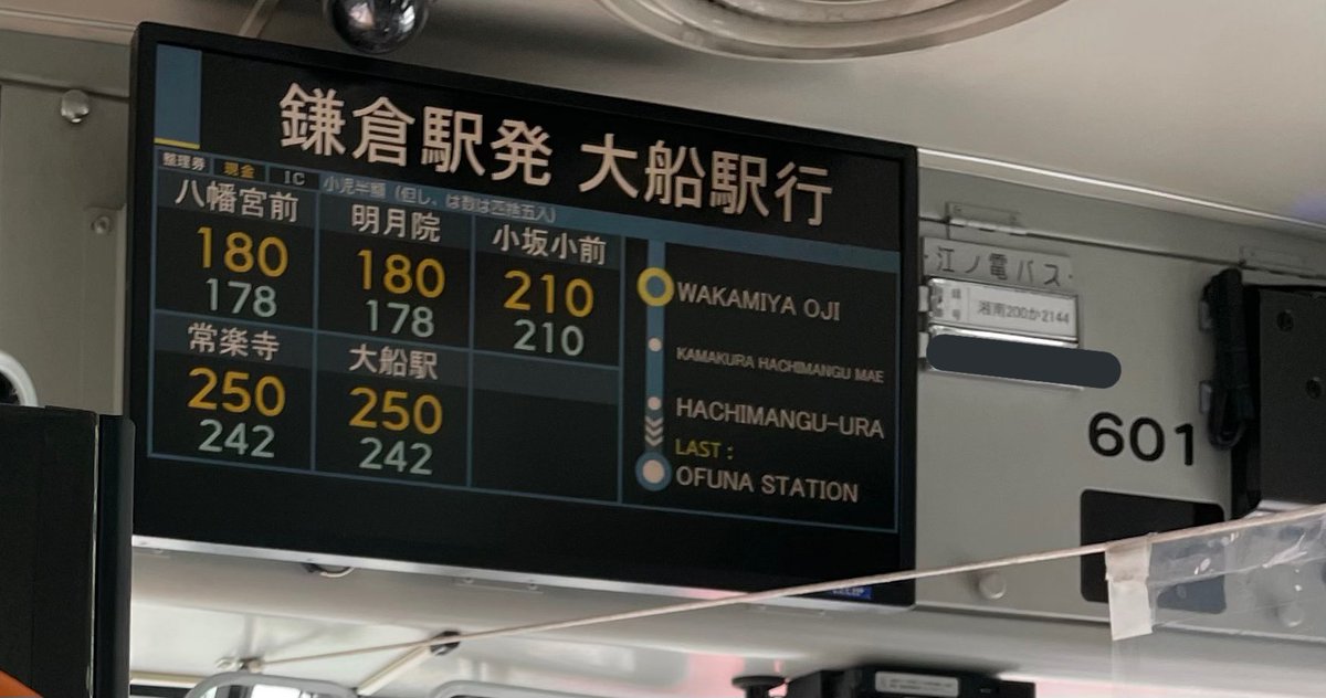 江ノ電バス N2 鎌倉駅→北鎌倉駅→大船駅なう…横須賀線沿いを走って