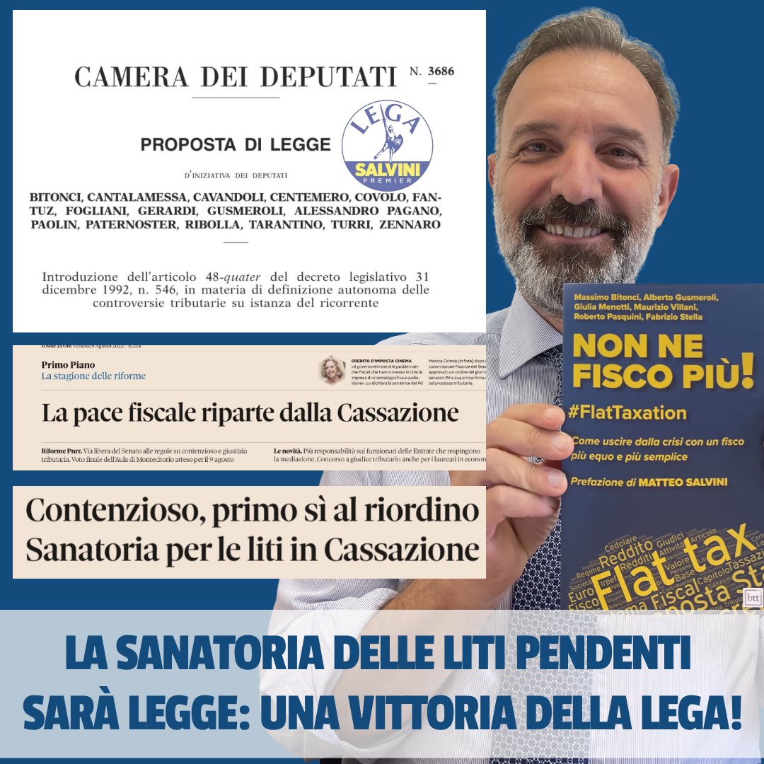 massimobitonci's tweet photo. #ProcessoTributario: la sanatoria delle LITI PENDENTI (Pdl Bitonci) sarà Legge ed è una vittoria della LEGA! #PACEFISCALE #PATTOFISCALE
@matteosalvinimi @LegaCamera @Lega_Senato @A_Gusmeroli https://t.co/yU2ETJqjWw