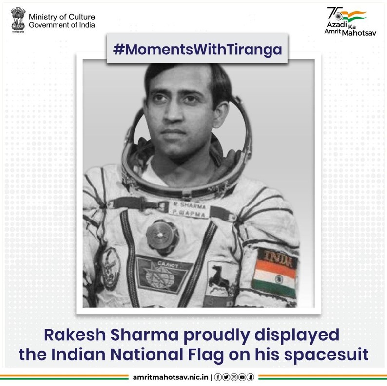 ipcollegedu's tweet photo. Taking India to the space! 👨‍🚀🚀
In the 1984 space flight, the Indian National Flag flew into space as an emblem on the spacesuit worn by Cosmonaut Wg Cdr #RakeshSharma. PROUD! 🇮🇳 #AmritMahotsav #MomentsWithTiranga #HarGharTiranga #IndiaAt75 #ResolveAt75
@ipcollegedu @UnivofDelhi https://t.co/Zo97aBY4uB