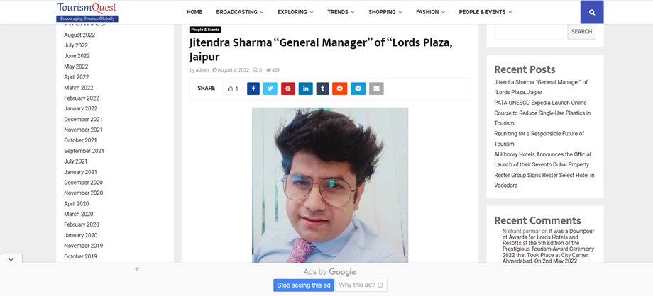 LordshotelsR's tweet photo. Mr. Jitendra Sharma “General Manager” of “Lords Plaza, Jaipur appointment announcement was covered in https://t.co/lrYaSJMgCx
#lordshotels #lordsresorts #lordsnews #hr #career #hospitality #jaipur #lordsplaza #staycation #rooms #rishipuri #tourismquest #india https://t.co/vUgkPmNHdh