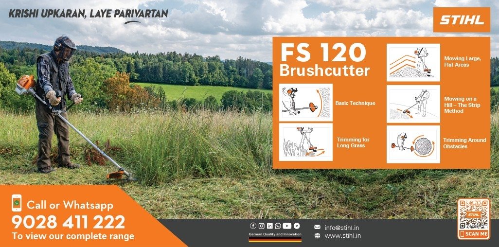 stihl_india's tweet photo. STIHL FS 120 is a powerful brushcutter that suits every agricultural task like mowing large areas, trimming long grass, tackling weeds & rooting out shrubs.
For details, Call or WhatsApp : +91 9028 411 222
#Stihl #India #FS120 #brushcutter #landscaping #grasscutting https://t.co/3r9CbrSZpK