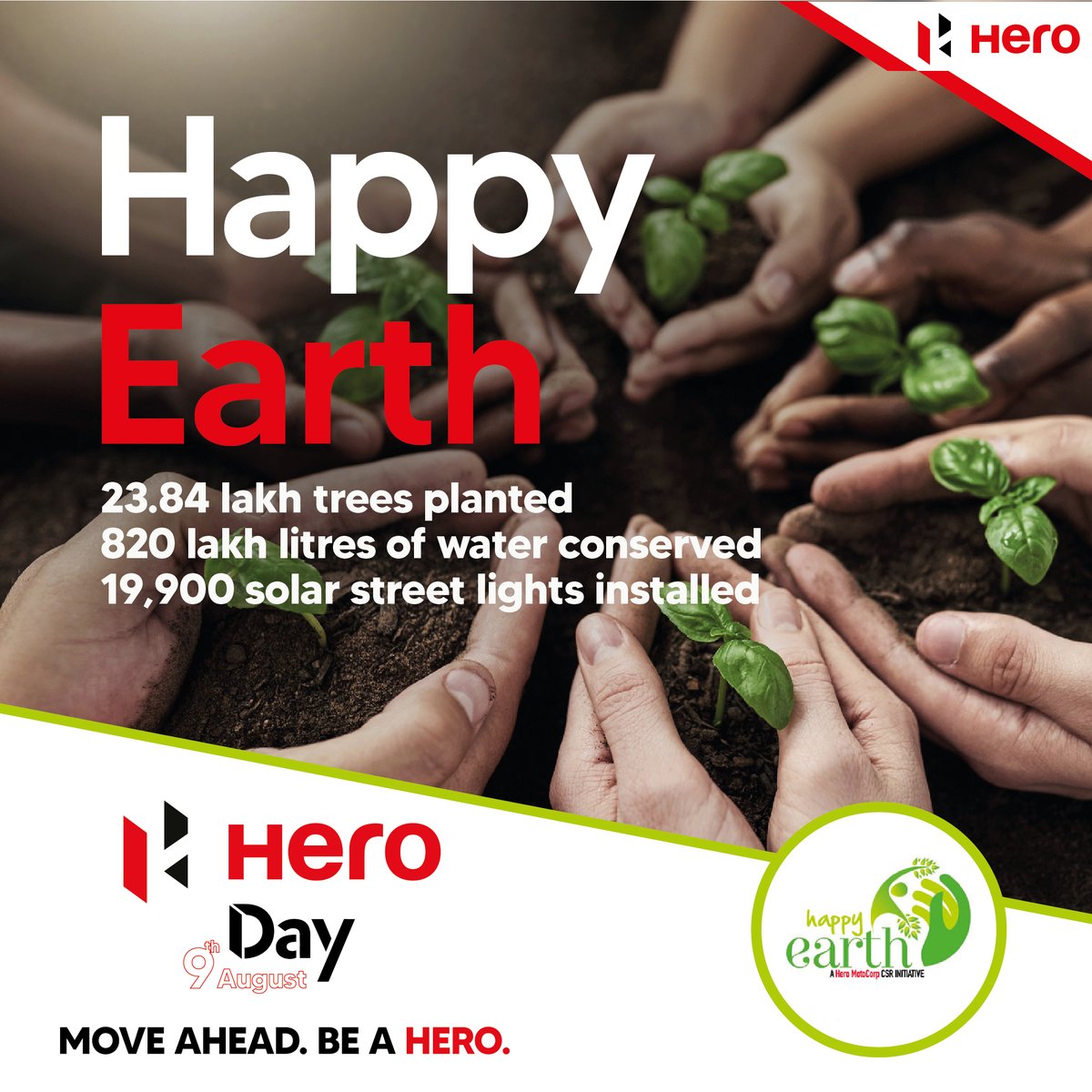HeroMotoCorp's tweet image. By planting trees, conserving water, and using solar energy to illuminate villages, we ensure that sustainability is a habit for us. On #HeroDay, we urge you to take a step towards a greener tomorrow: bit.ly/3QlNB7b
#HeroDay #MoveAheadBeAHero #HappyEarth #WeCare
