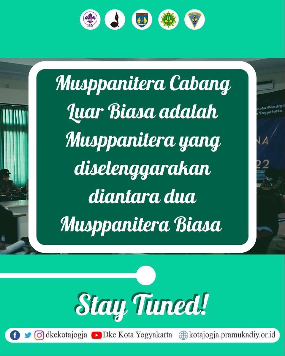 dkckotajogja's tweet photo. Halo kakak-kakak, kegiatan Musppaniteralub akan segera dilaksanakan nih, catat tanggalnya ya 😁

Musppanitera Luar Biasa ini diadakan guna pergantian Ketua DKC karena kak Agnes sebentar lagi akan Purna Pandega.

Selain itu juga akan ada pengesahan Tata Adat DKC Kota Yogyakarta. https://t.co/kUeHSNjjne