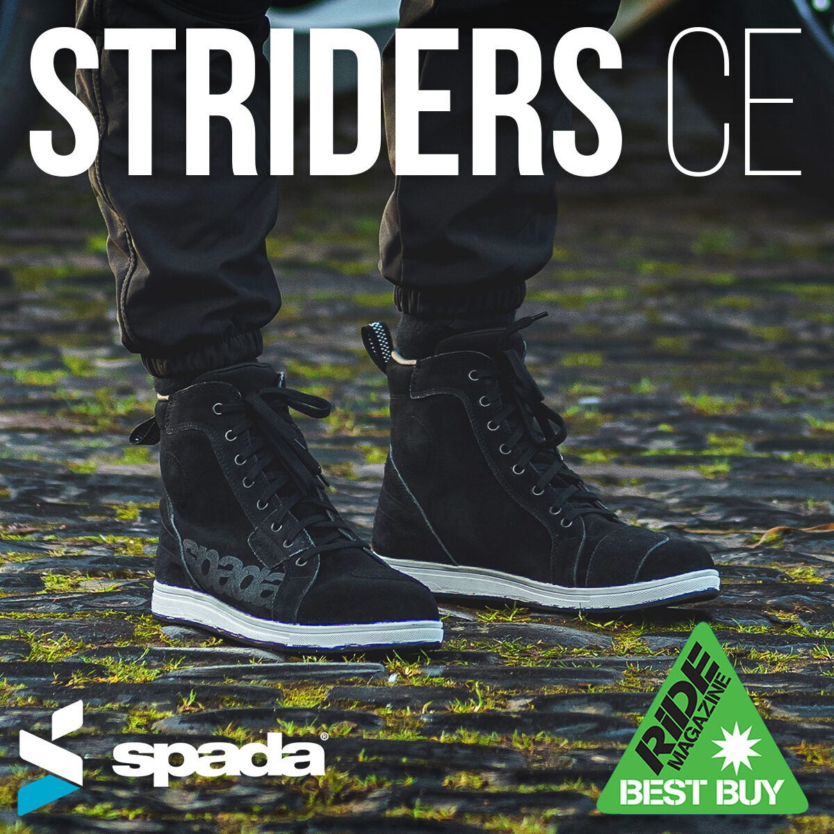 The Strider, the perfect boot to transition from on the bike to off the bike.

Back in May our Spada Striders CE were rated NUMBER 1 for 'Sneaker-Style Boot' and also were awarded a RIDE Best Buy for their value by RIDE MAGAZINE.

Find out more here: bit.ly/3Q0zXXe