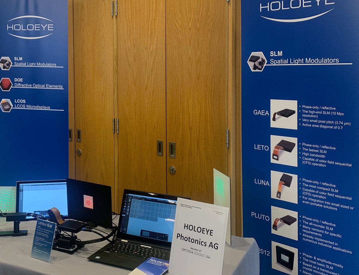 holoeye's tweet image. @OpticaWorldwide 's Digital Holography and Three-Dimensional Imaging show is over.
@holoeye thanks all guests at the booth, and the team for great preparation and performance! Feel free, to connect with or contact us!
#SLM || #DiffractiveOpticalElements || #AdaptiveOptics