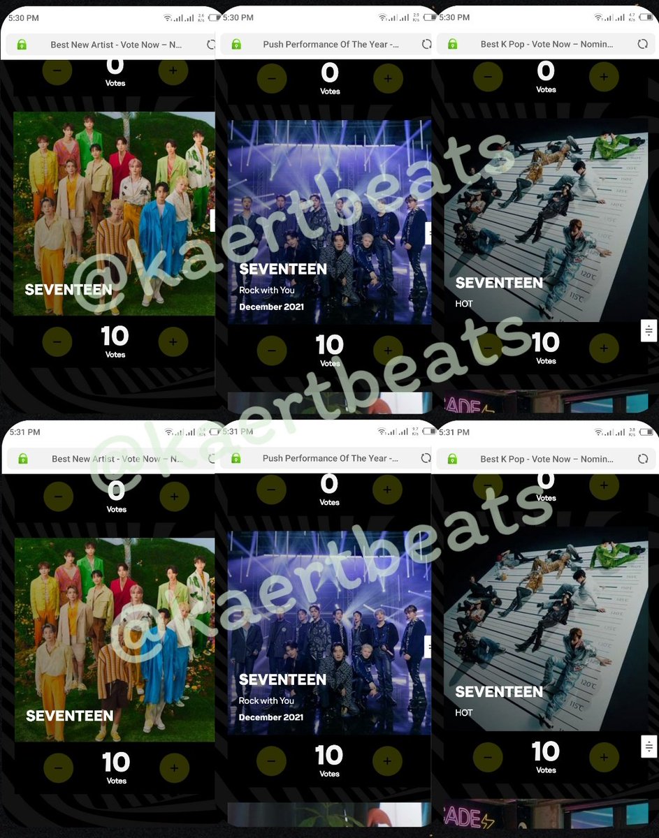 kaertbeats's tweet photo. Congratulations for completing the deal. 120 votes have been cast for #SEVENTEEN (40 in each category). Thank you sm! ♡

#kaertbeatsproofs https://t.co/6QiR0CV76N