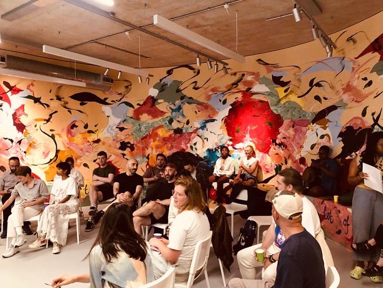 What a night celebrating the release of @micklemccann’s pamphlet Keeper at @queercircle! Thanks to <a href="/ayoolasolarin/">Ayoola Solarin</a>, @p_scalpello and <a href="/keithjlondon/">Keith</a> for reading their fp poems + more bangers. If you’re in London, head down to Queercircle and see the 😍 Michaela Yearwood-Dan mural!🎉