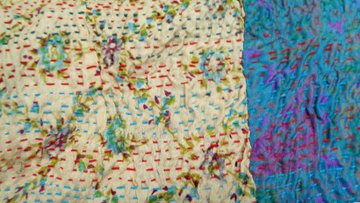 Silk Kantha Scarf Neck Wrap Stole Dupatta Hand Quilted Women Shawl Stitched KT93