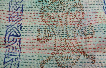 Silk Kantha Scarf Neck Wrap Stole Dupatta Hand Quilted Women Shawl Stitched KT93