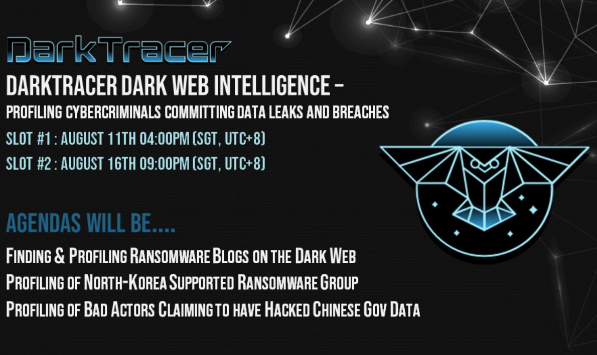 DarkTracer Webinar On the Way : Profiling cybercriminals commiting data leaks and breaches

Please register with your business email through the Google Form Link follow : bit.ly/3Jv8AlQ
You can pick one of the time slots which you want to attend.