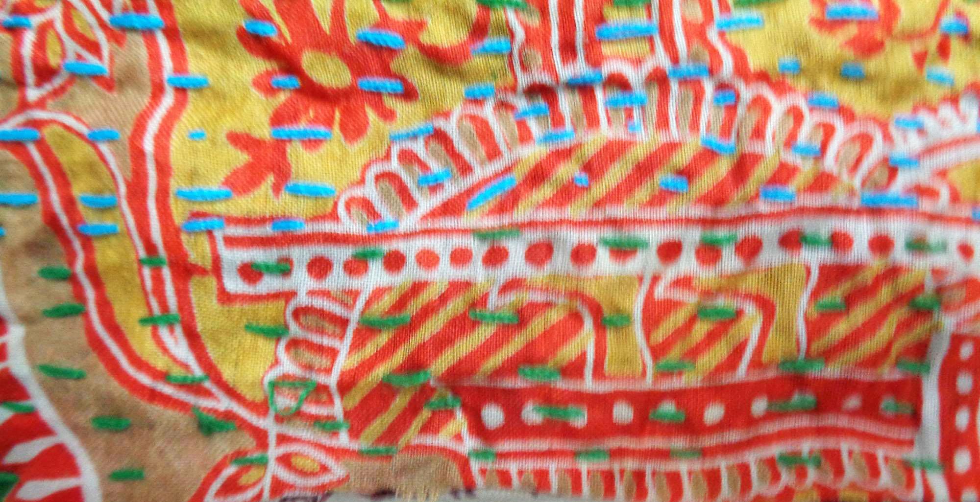 Handmade patchwork long Silk Kantha Scarf Neck Wrap Stole veil Hand Quilted Women Bandanas headband KT89