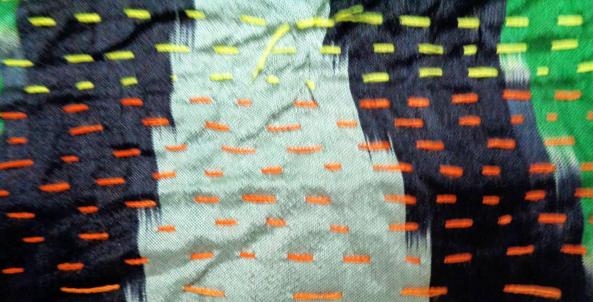 Silk Kantha Scarf Head Wrap Stole Dupatta Hand Quilted Women Scarves Reversible KT83