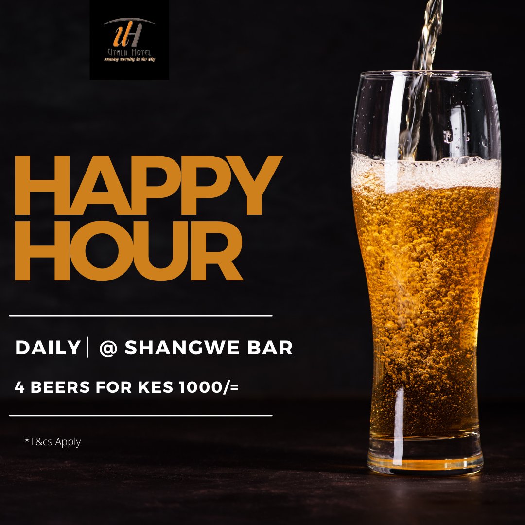 Utalii_Hotel's tweet photo. It's Happy hour All day, Everyday @ #UtaliiHotel Shangwebar! Buy a bucket of 4 beers for Kshs. 1,000....T&cs Apply
#happyhourallday #beers #beerpromo #beerbucket๐บ #weekenddeals #bar #hotelsinnairobi #happyhour https://t.co/tOHX1uDiLE
