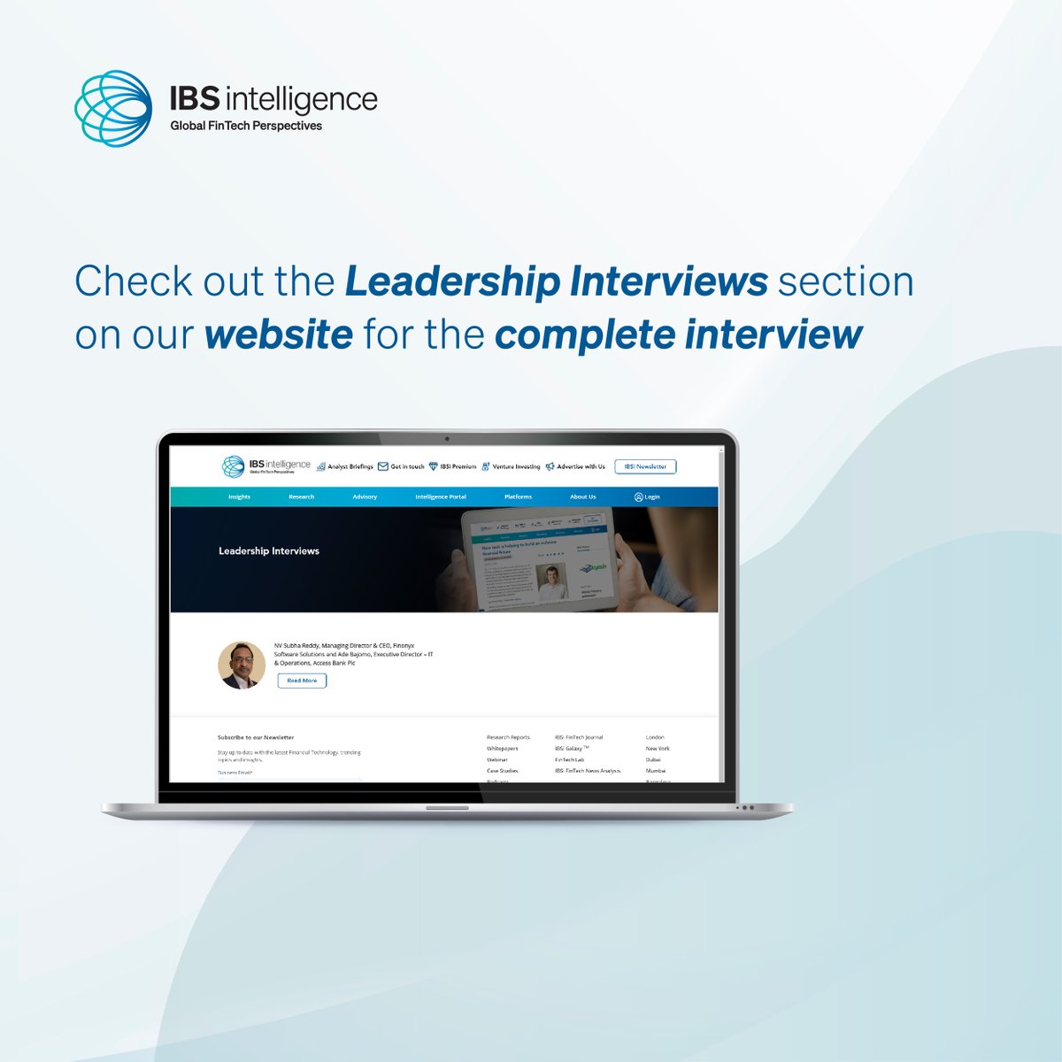 IBSIntelligence's tweet photo. In the first of our exclusive Leadership Interviews, @RobinAmlot spoke with Ade Bajomo from @myaccessbank &amp; N V Subba Reddy from @FinonyxSoftware about the Pan-African upgrade project for Bank's core systems https://t.co/SJtoa1LiEu https://t.co/S2tpDYjqF2