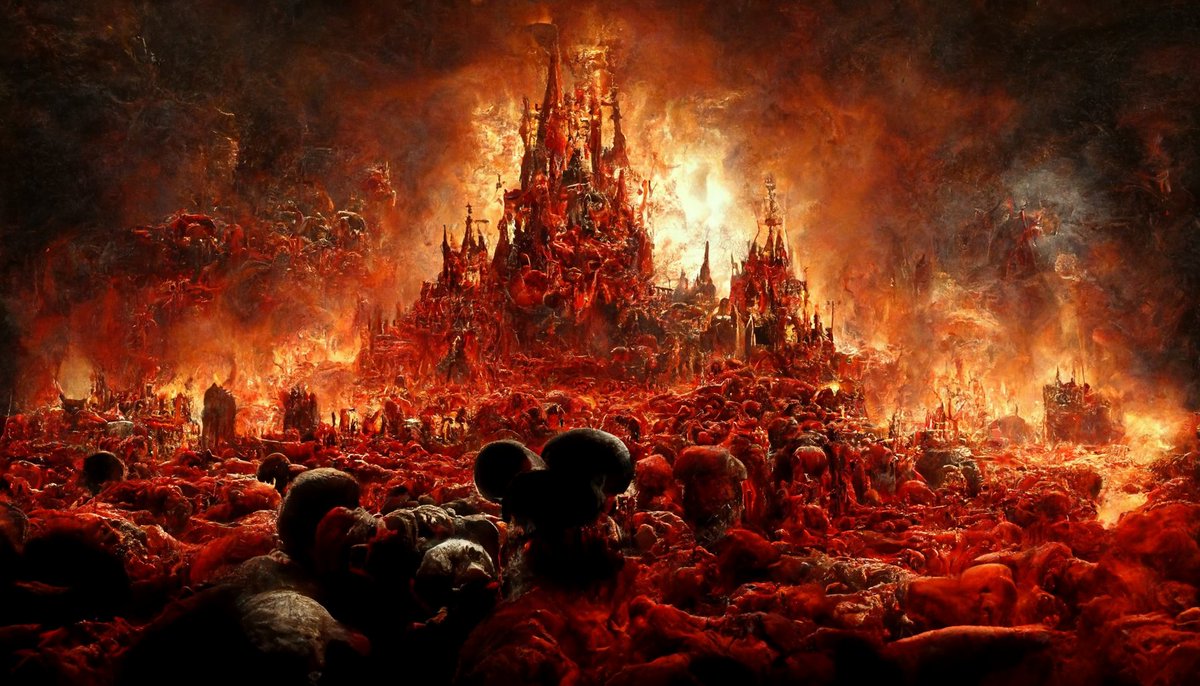 例のaiに 地獄のデ ズニーランド を描かせたらとんでもない傑作ができてしまった あまりにもやばい フルメタル ジャケットのラストかな Togetter