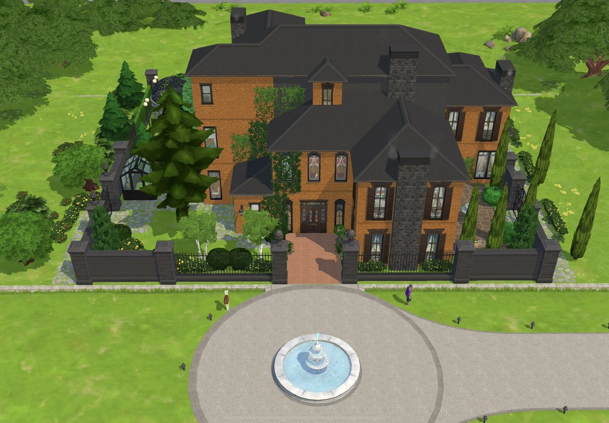 Sking62920182's tweet photo. After 4 days this manor is almost finished! Still a few adjustments for I’m still unsure about some colours but the big work has been done! 
It’s inspired by Waterford’s house from the #TheHandmaidsTale’s show #TheSimsMobile #ShowUsYourBuilds https://t.co/Ol0JrFiFab