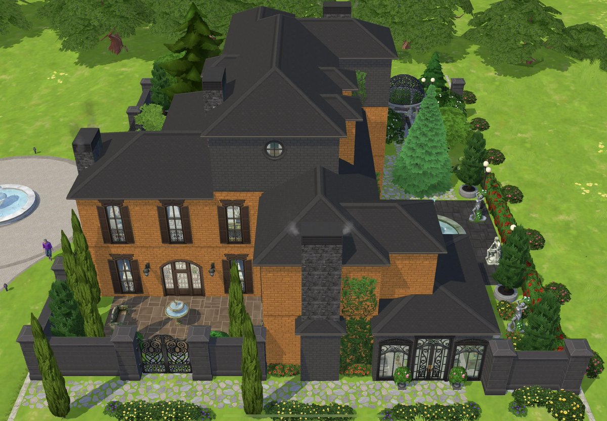 Sking62920182's tweet photo. After 4 days this manor is almost finished! Still a few adjustments for I’m still unsure about some colours but the big work has been done! 
It’s inspired by Waterford’s house from the #TheHandmaidsTale’s show #TheSimsMobile #ShowUsYourBuilds https://t.co/Ol0JrFiFab