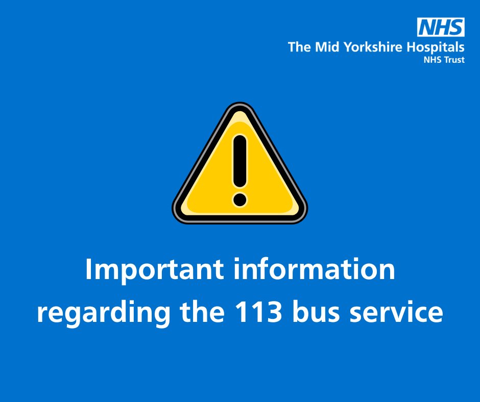 ⚠️ We have received late advice that the bus operator providing the 113 bus services will cease trading at 5pm today, with disruption to the service from lunchtime today.

We are working closely with <a href="/WestYorkshireCA/">West Yorkshire Combined Authority</a> and Arriva to arrange cover for today and over the weekend.