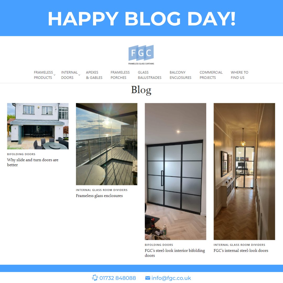 fgc_ltd's tweet photo. Today is "Bloggers Day" Want to know more about our products? Head over to our very own blog and catch up on our latest news and offers https://t.co/cXxfGQVh2I
#kentdoors #framelessdoors #bloggersday https://t.co/CDnDNvDKkL