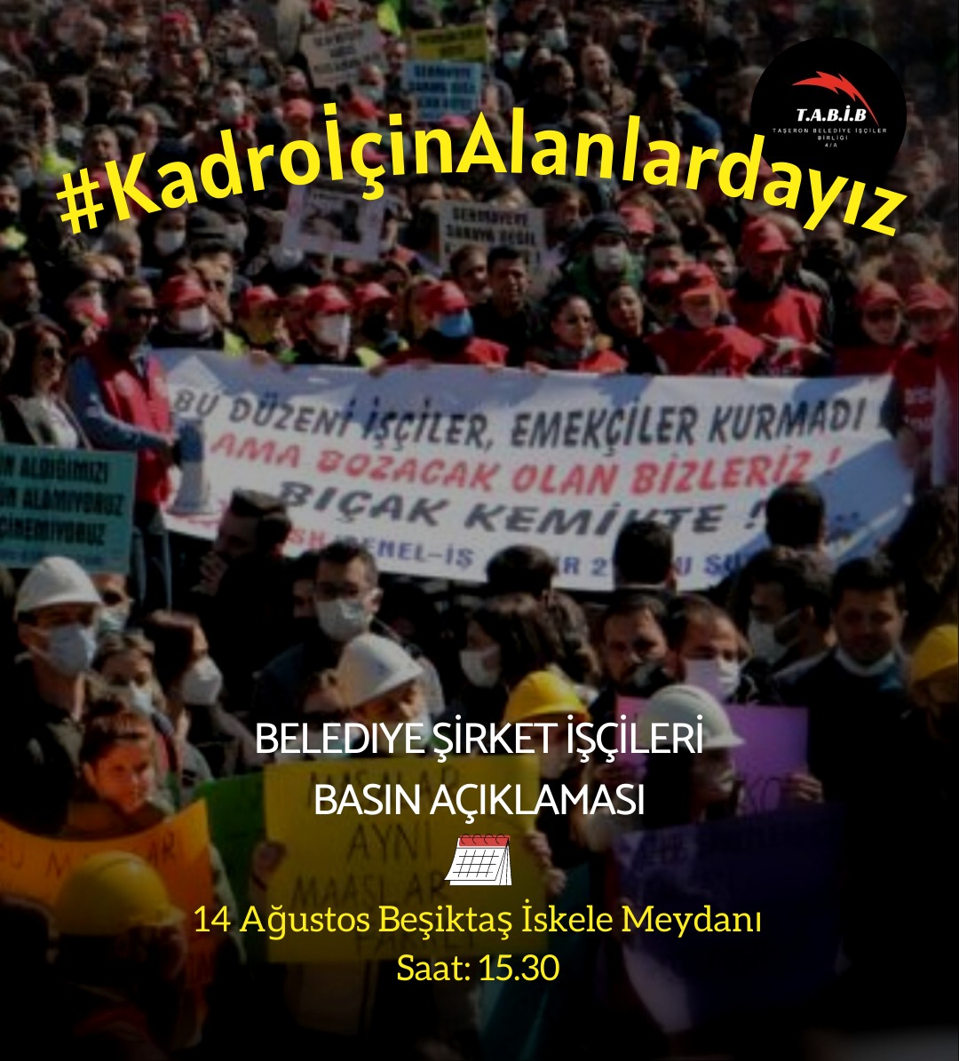 tabibturkiye's tweet image. BU BÖYLE GİTMEZ!

Belediye şirket işçileri, yol, kaldırım, temizlik, park bahçe, su, kanalizasyon, kültür, sağlık, eğitim gibi kamu hizmetleri vermesine rağmen, hayat pahalılığı, uzun çalışma saatleri, güvencesizlik, düşük ücretlerle karşı karşıya kalıyor

#KadroİçinAlanlardayız