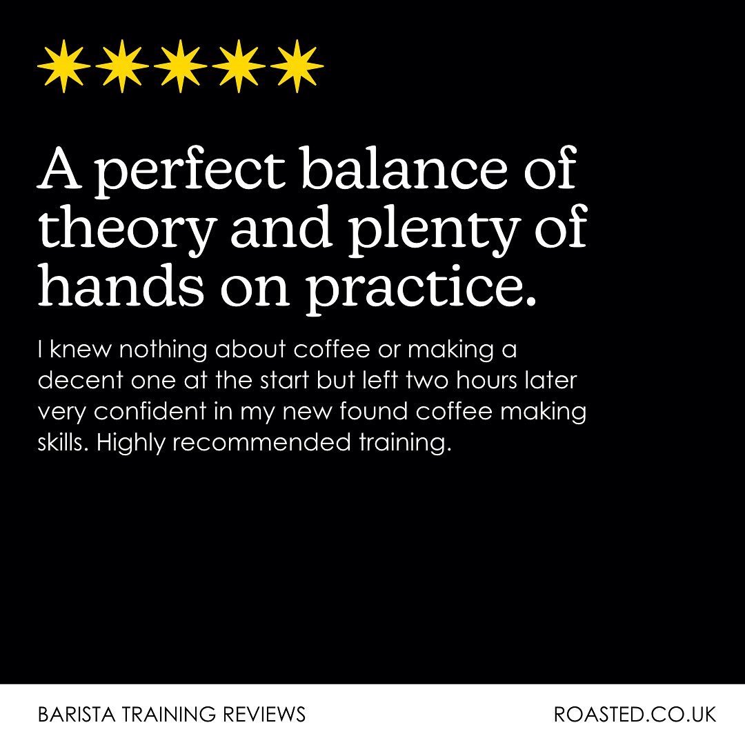 Our wonderful reviews speak for themselves 💁‍♀️☕️

Fancy learning something new or sharpening up your barista skills? You can check out our barista training courses here: roasted.co.uk/collections/ba… 

#brighton #baristatraining #baristababes #coffeelover #coffeecourses #surrey #sussex