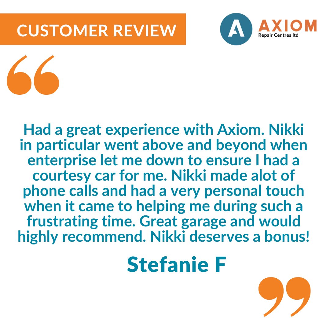 AXIOM_Repair's tweet photo. It's #feedbackfriday

At Axiom we are happy to hear that we went above and beyond for Stefanie, as we always want our customers to feel happy with our service we provide. 

To read our latest reviews visit: https://t.co/71cLE05LWr

#reviews #happyreview #carbodyrepair https://t.co/qJW8Z9bEqF