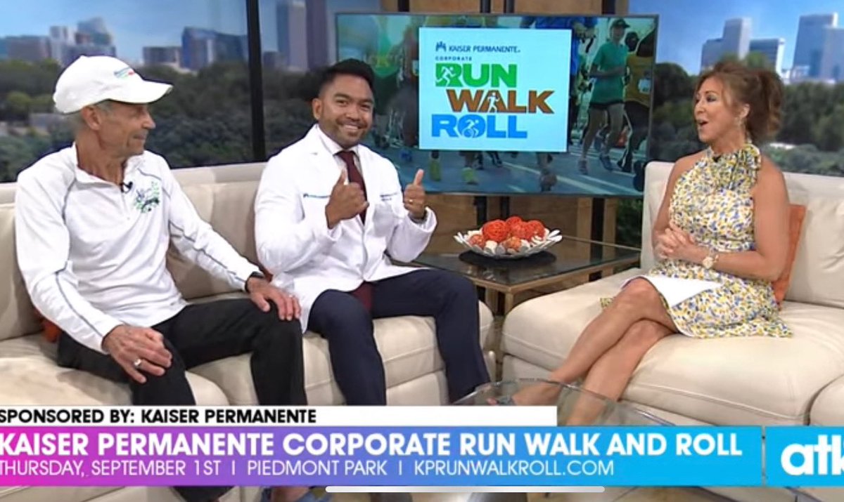 PineraMD's tweet photo. On live TV talking about the benefits of exercise and KP’s Corporate Run Walk and Roll 9/1/2022 7pm @piedmontpark  I hope to see you there! https://t.co/V41OjH24ZM @KPGeorgia  @TSPMG @atlandco @kprunwalkroll #doctor #physician #fitness #5k https://t.co/1MWcCTv3Ux