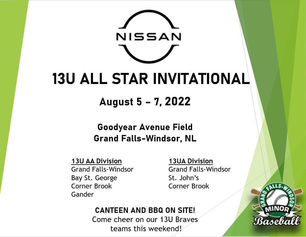 More exciting baseball happening this weekend in Grand Falls-Windsor! ⚾️ Go, Braves, go! 👏