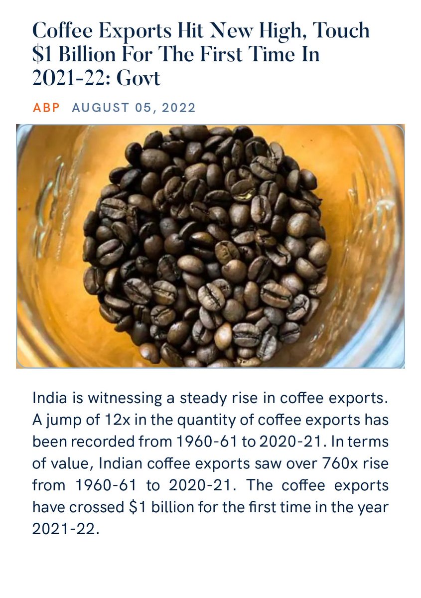 Coffee Exports Hit New High, Touch $1 Billion For The First Time In 2021-22: Govt
news.abplive.com/business/coffe… 
#BulletTrainMovie #BadDecisions #bennyXBTSXSnoopDogg