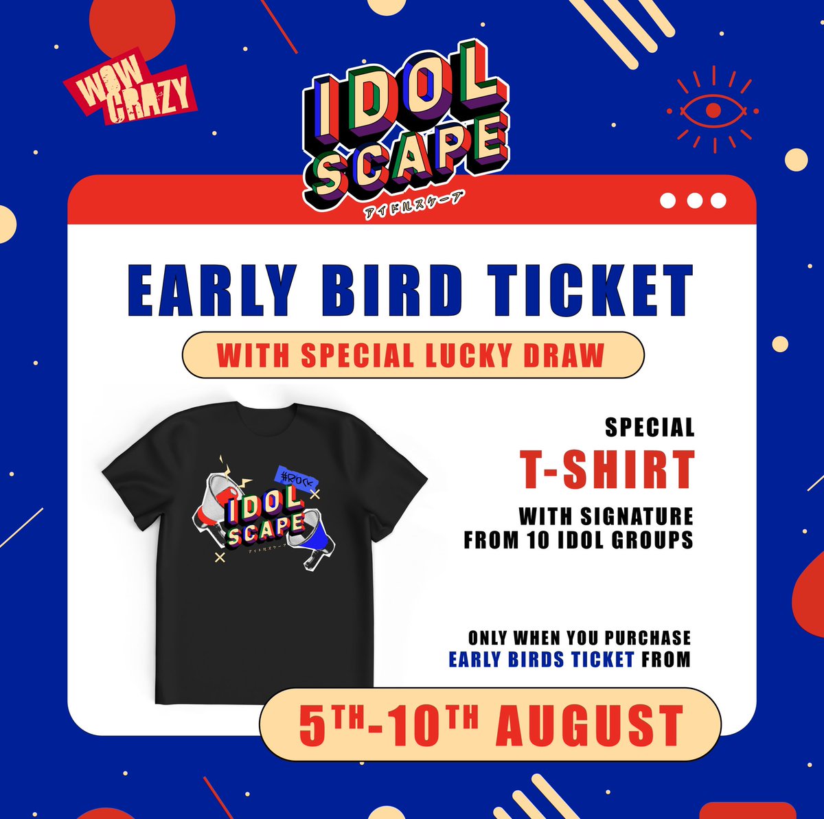 idol_scape's tweet photo. Idol Scape Vol.01 
Sunday 18th September, 2022: Idol Live Performance

Special promotion:
Purchasing of Early Bird Ticket from 5th - 10th August, you will have chances to win "Idol Scape T-Shirt" with signatures from 10 idol groups.

#IdolScape https://t.co/r9e6aCEwlO