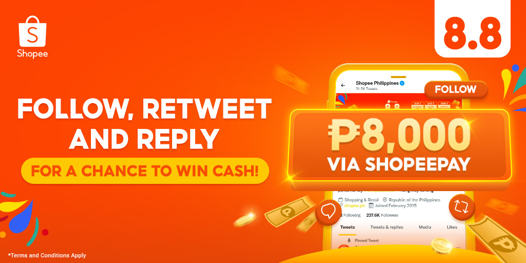 Shopee Philippines on Twitter: "ð± ₱8,000 SHOPEEPAY GIVEAWAY ð± Happy 8.8