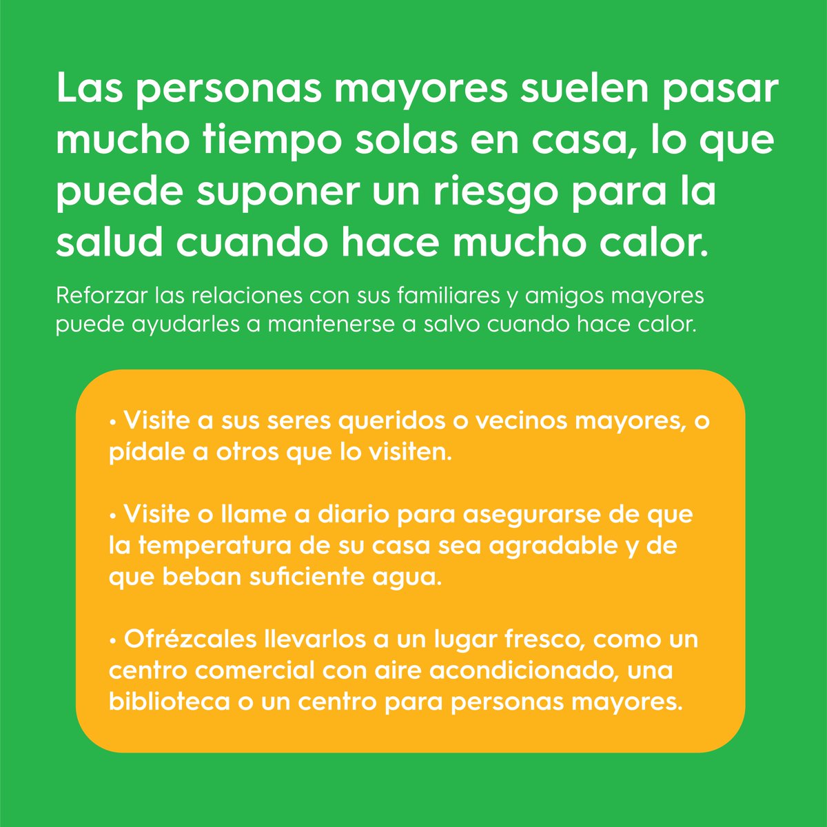 The_LARC's tweet photo. Los adultos mayores corren un mayor riesgo de sufrir el calor extremo. Estos son algunos consejos para mantenerse a sí mismo y a los adultos mayores en su vida frescos y saludables cuando hace calor. #HeatSafeLA #StayCoolLA https://t.co/4xwV2xtEKd