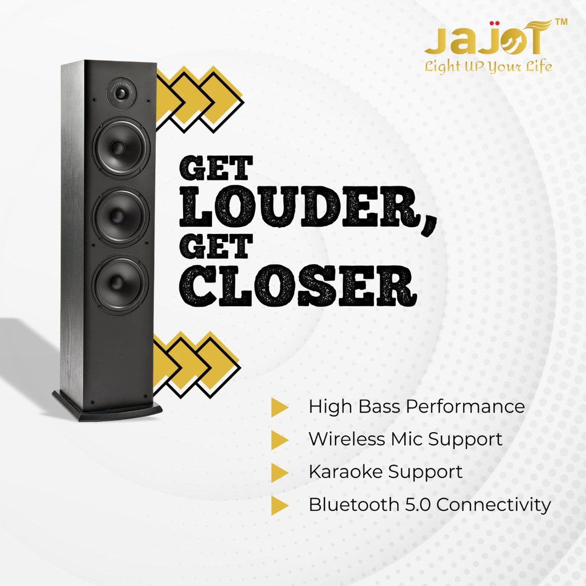 JajotElectronic's tweet photo. We bring you the best sound on the all-new Jajot's tower speaker, Now enjoy your music and movies like never before.

#speaker #music #loudspeakers #towerspeakers #hometheatre #party #shopnow #onlineshop #jajot #jajotajmer #jajotindia #rajasthan #jajotbrand #jajotelectronics https://t.co/utzwy8byoQ