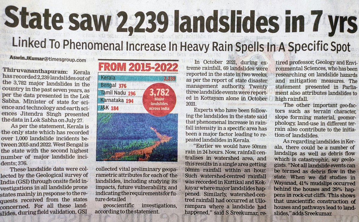 Around 60 percent of the landslides that occured in the country in the last seven years were in Kerala. The Western Ghats region is more vulnerable to natural disasters than anywhere else. Yet, massive quarries are operational here. #stop Wayanad tunnel project #stop K-Rail