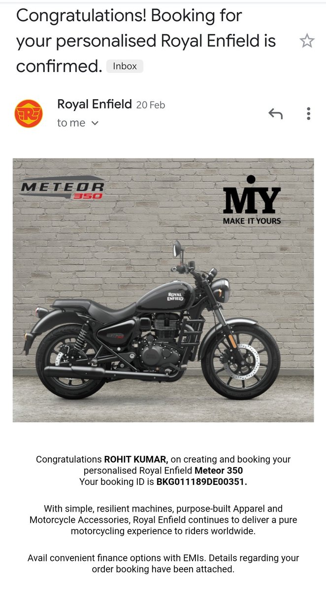 Rohit030393's tweet photo. @royalenfield I Booked a meteor 350 fireball black custom colour with booking no BKG011189DE00351 on 20th feb 2022.
Its almost 6 months now till date but there is no news of manufacturing and delivery. I Reached out to customer support multiple times but no actions were taken. https://t.co/IwBJiSi5SP