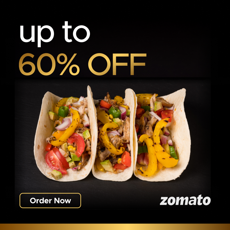 zomato's tweet photo. Relish exquisite food at up to 60% OFF, only on Zomato