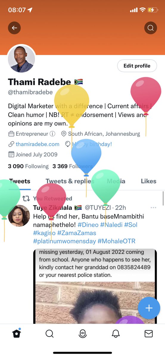thamibradebe's tweet photo. Today is my birthday 👌🏾 https://t.co/u4g3Kr2t0X