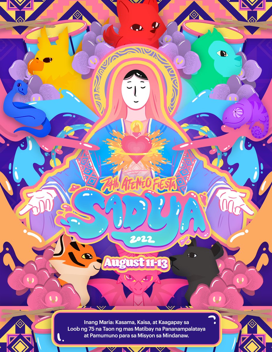 addusamahan's tweet photo. As we welcome this year's Fiesta back to Ateneo, we bring with us a more vivid purpose for merry-making, taking bolder steps toward a vibrant university life ahead! 🎉

Ateneans, mag-sadya kita! This is Sadya 2022: The 74th Ateneo Fiesta! 

#Sadya2022🎺
#74thAteneoFiesta🎡 https://t.co/diGgJ0Ygt2